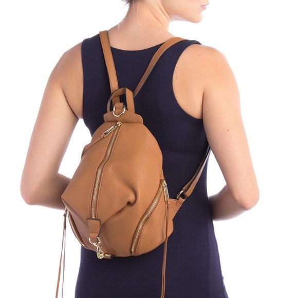 NWT Rebecca Minkoff Julian Medium Backpack Caramello Brown AUTHENTIC - Picture 2 of 13
